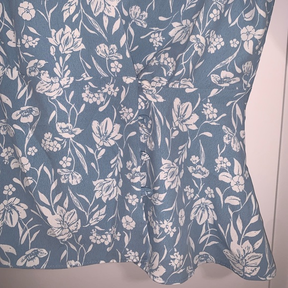 Blue Floral Peplum Top - Picture 2 of 5